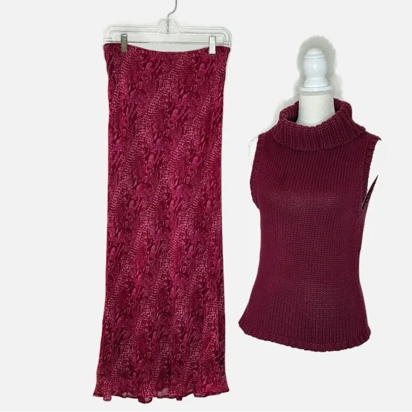 Karen Kane Burgandy Maxi Pencil Skirt (M) With Matching Sleeveless Top (L) - Picture 1 of 13